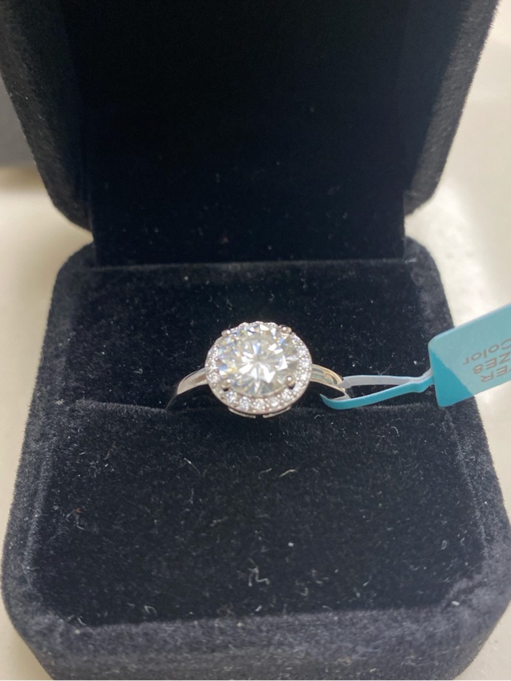 2 Carat Round Cut Moissanite Ring with Halo Size 8